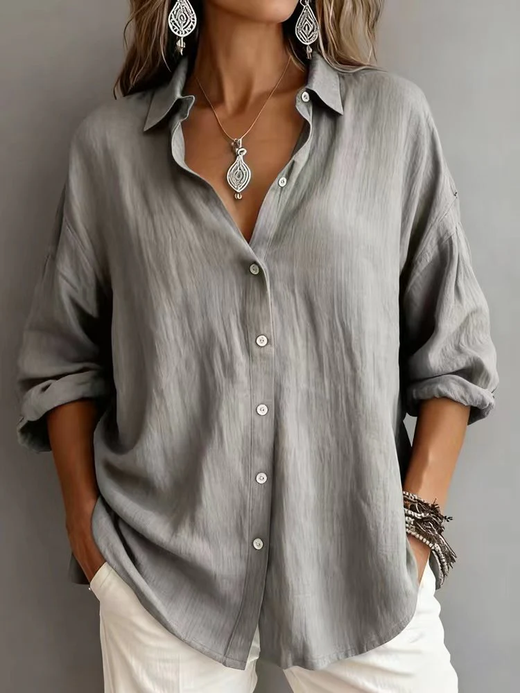 Women's Casual Cotton And Linen Polo Shirt
