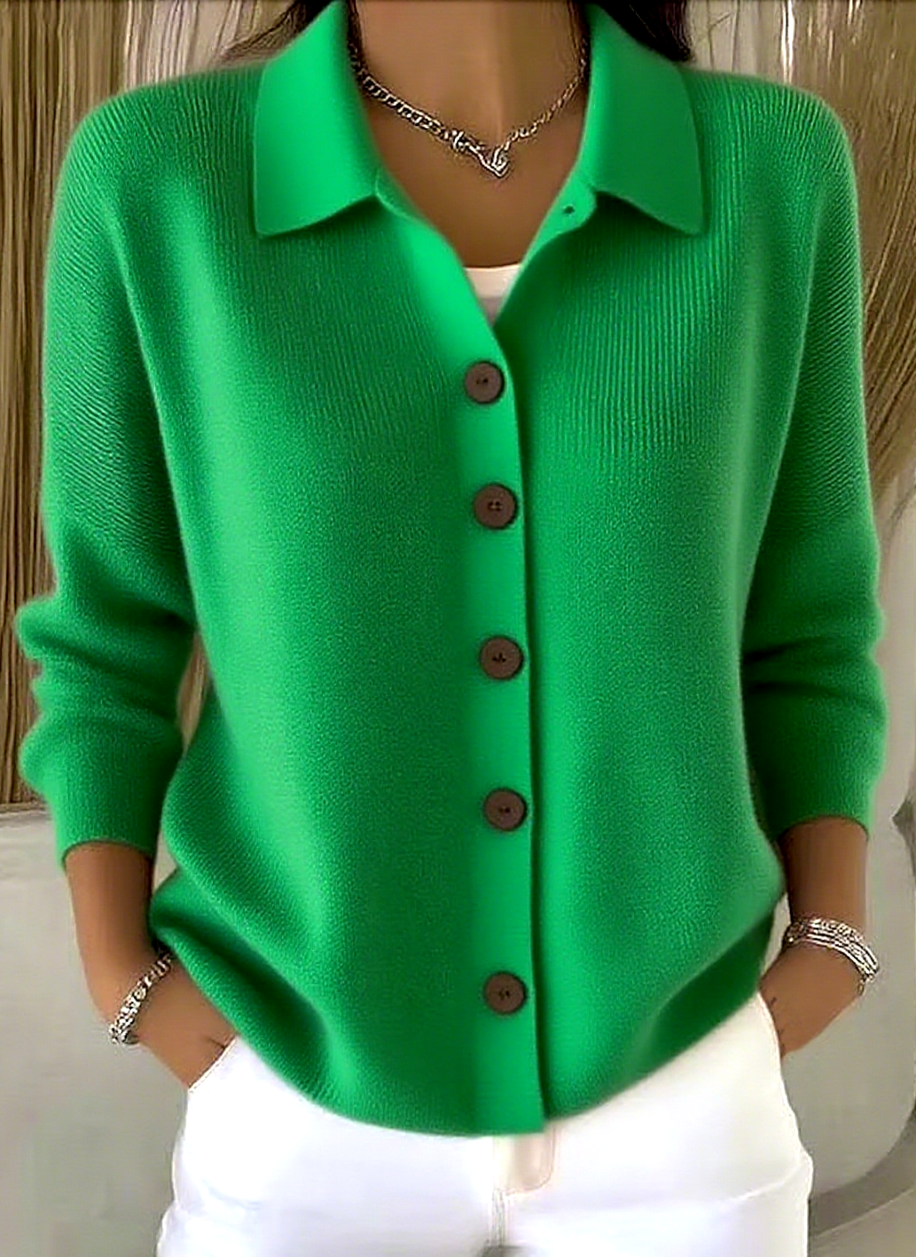 CLEARANCE SALE🔥 Women's Plain Long Sleeve Shawl Collar Casual Cardigan Outerwear