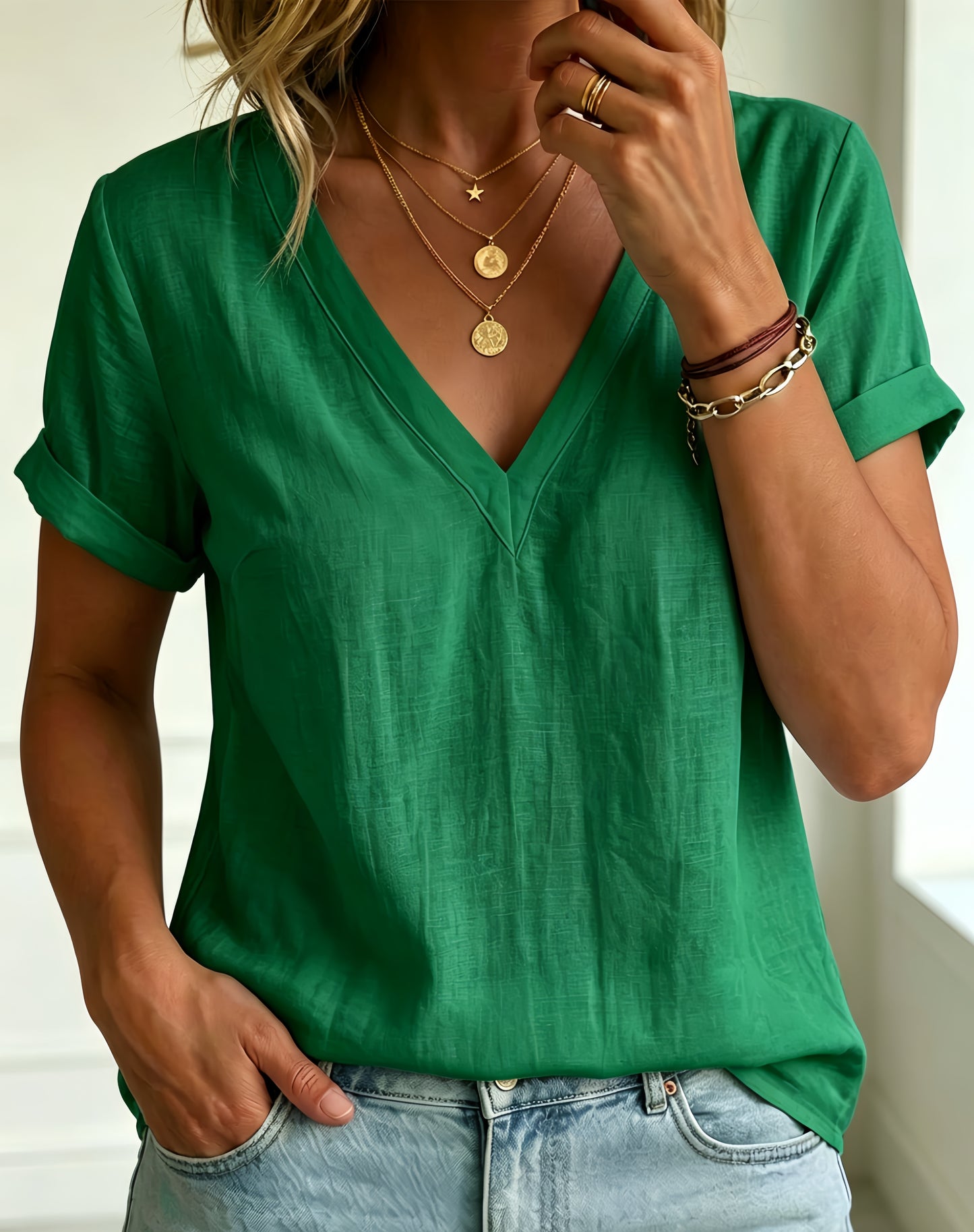 HOT SALE🔥Women's V-neck Short-sleeve Top