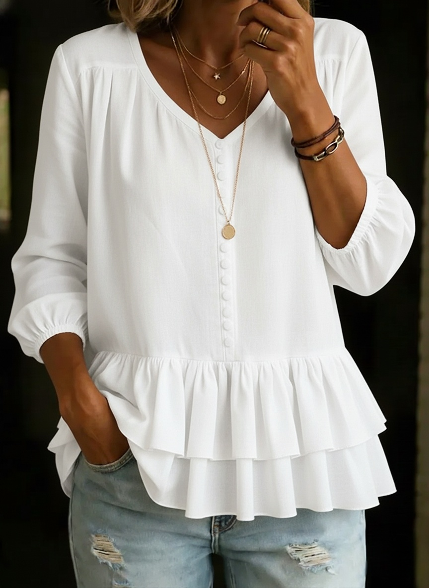 New Arrivals🔥 Women's Artistic Retro Pleated Ruffle Cotton-linen Loose Casual Shirt