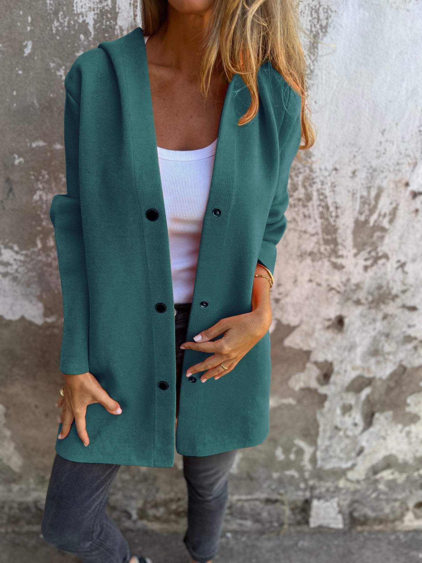 🎄Christmas Sale🔥 Casual Single Breasted Hooded Jacket