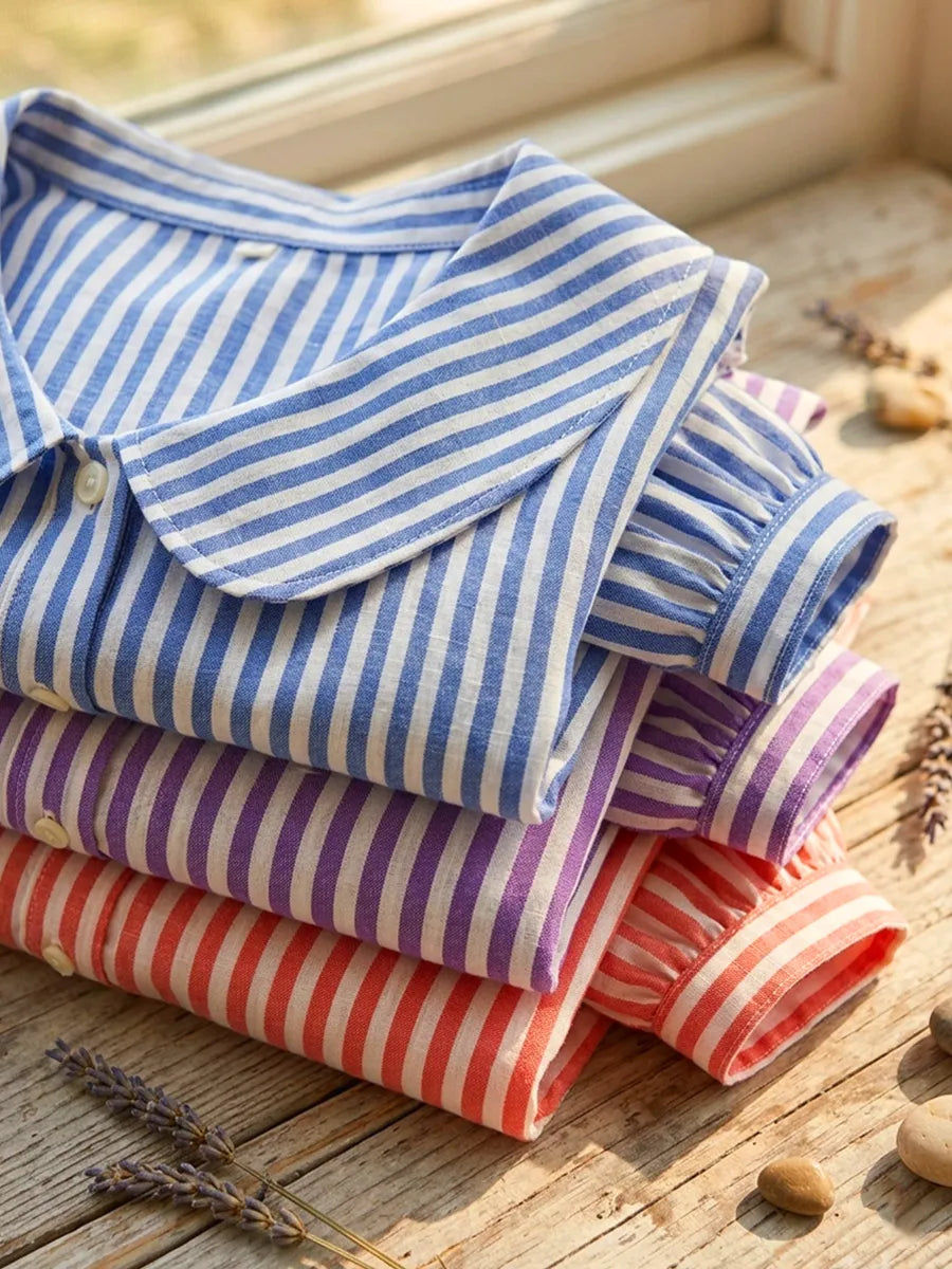 New Arrivals🔥Classic Striped Cotton-linen Button-up Shirt