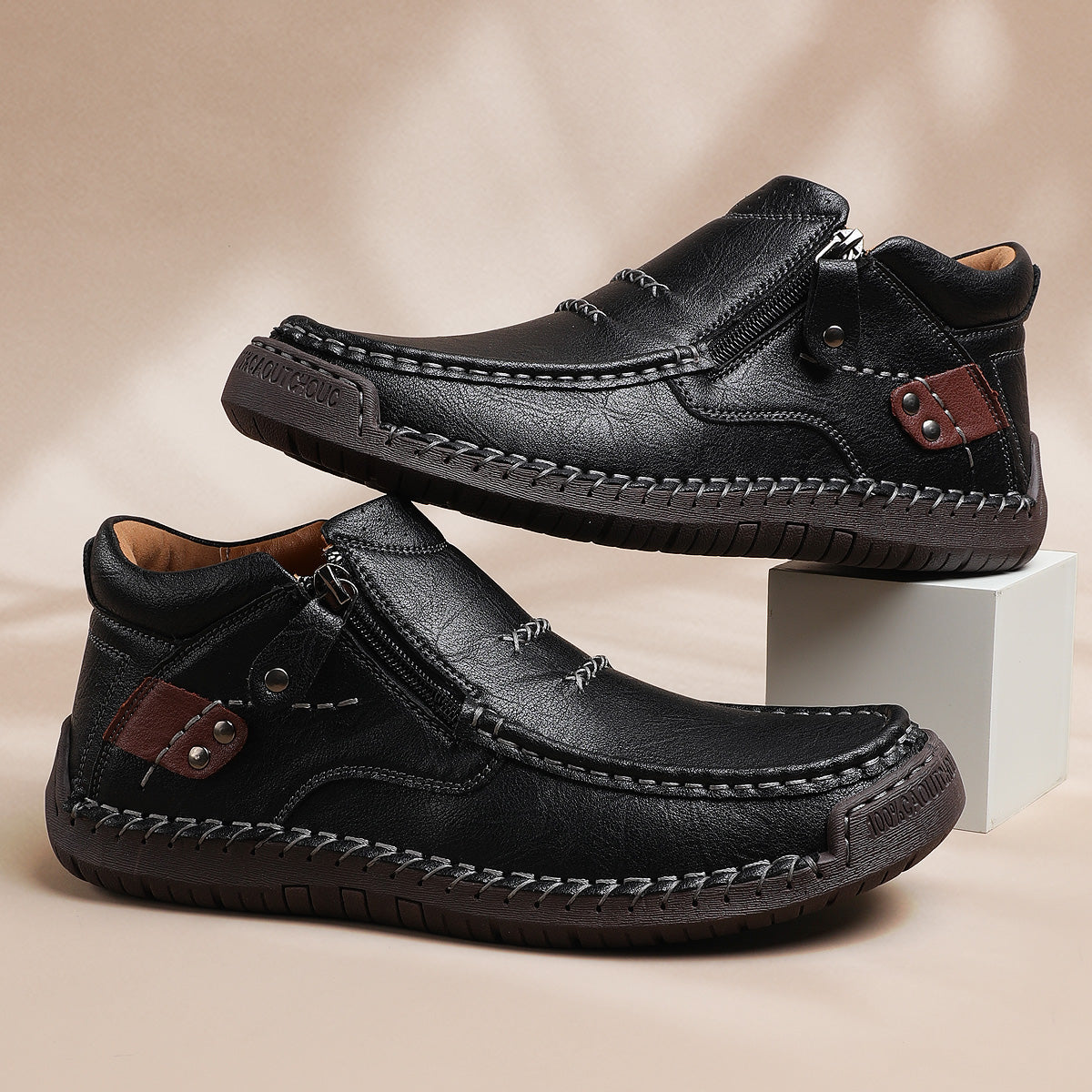 ⏰Limited Time Sale 70% OFF-Men’s Handmade Premium Leather Slip-On Driving Boots