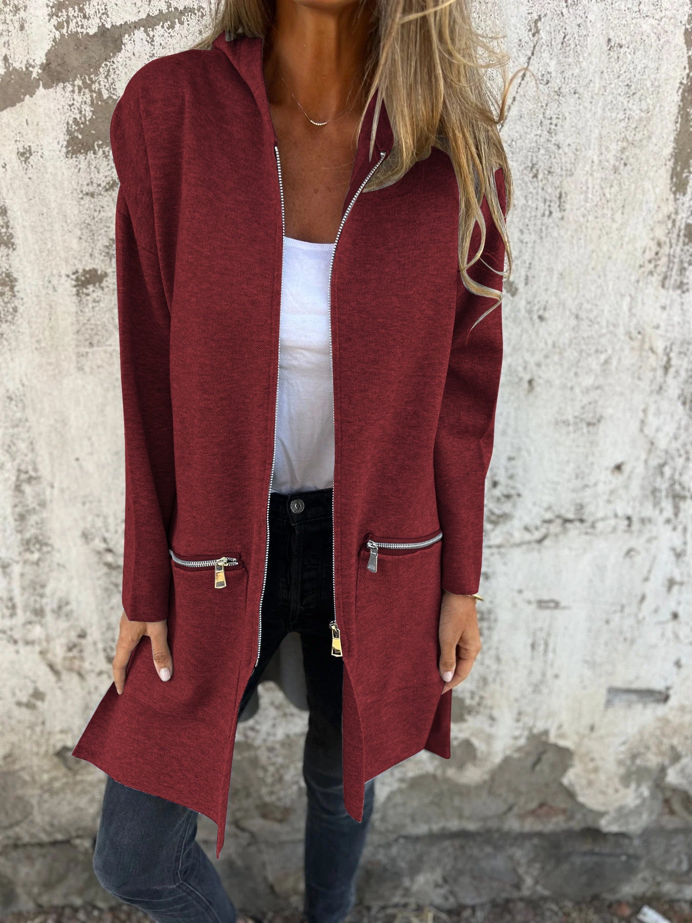 🎄Christmas Sale🔥 Zipper Long Sleeve Hooded Jacket