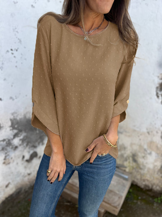 🎄Christmas Sale🔥 Round Neck Embroidered Large Cuffs Casual Shirt