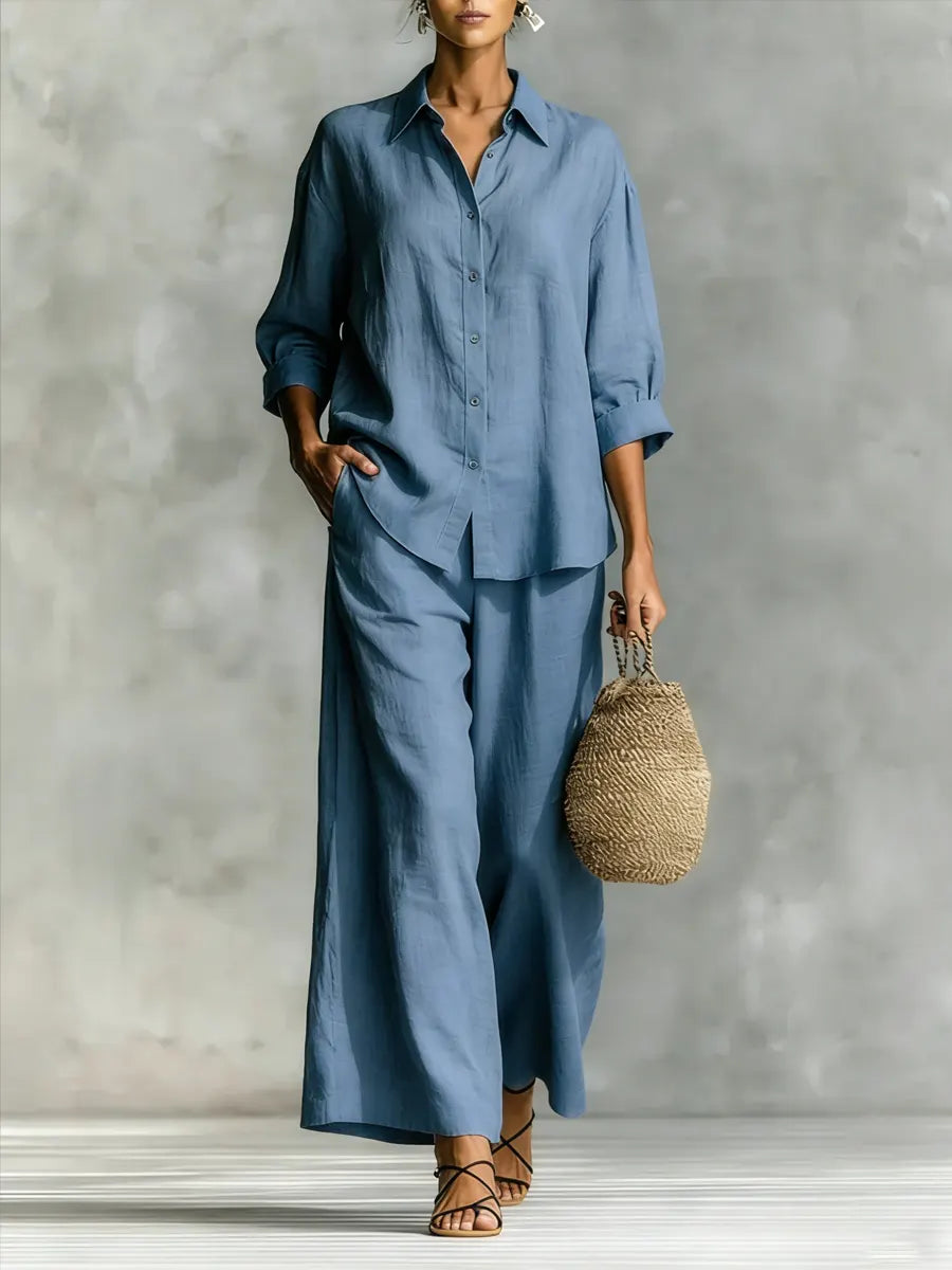 New Arrivals🔥Women's Lapel Casual Button-up Loose Cotton Linen Set