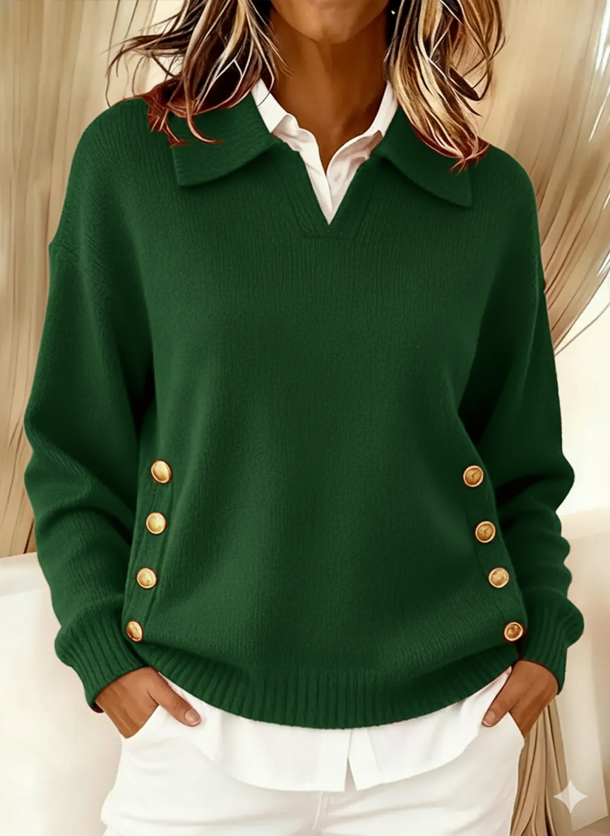 🎄 New Arrivals🔥Women's Comfortable Metal Buckle Pullover Knit Sweater