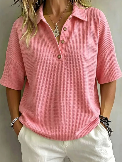 New Arrival 🔥Women's Button-Up Waffle Short Sleeve Shirt