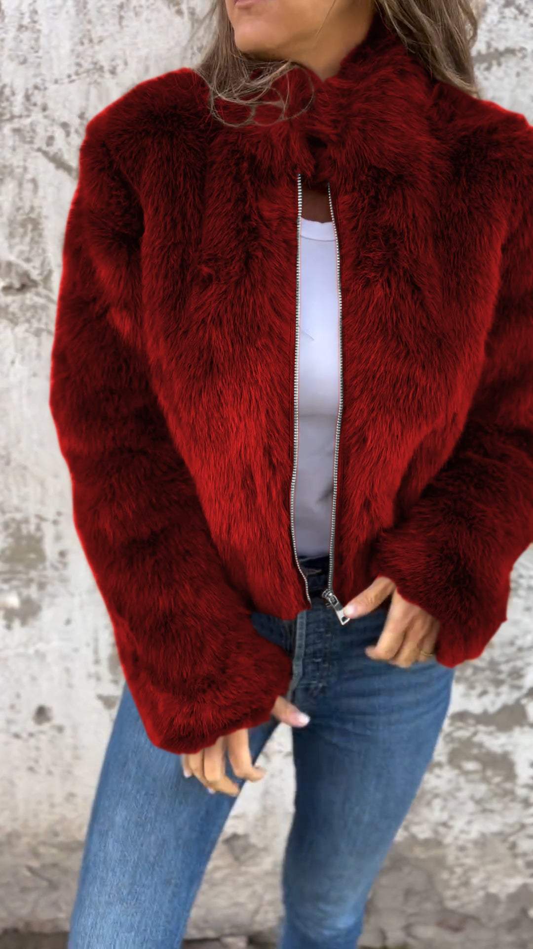 🎄Christmas Sale🔥 Women's High Collar Fur Zipper Casual Jacket