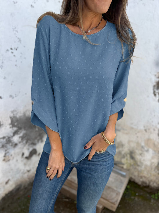 🎄Christmas Sale🔥 Round Neck Embroidered Large Cuffs Casual Shirt