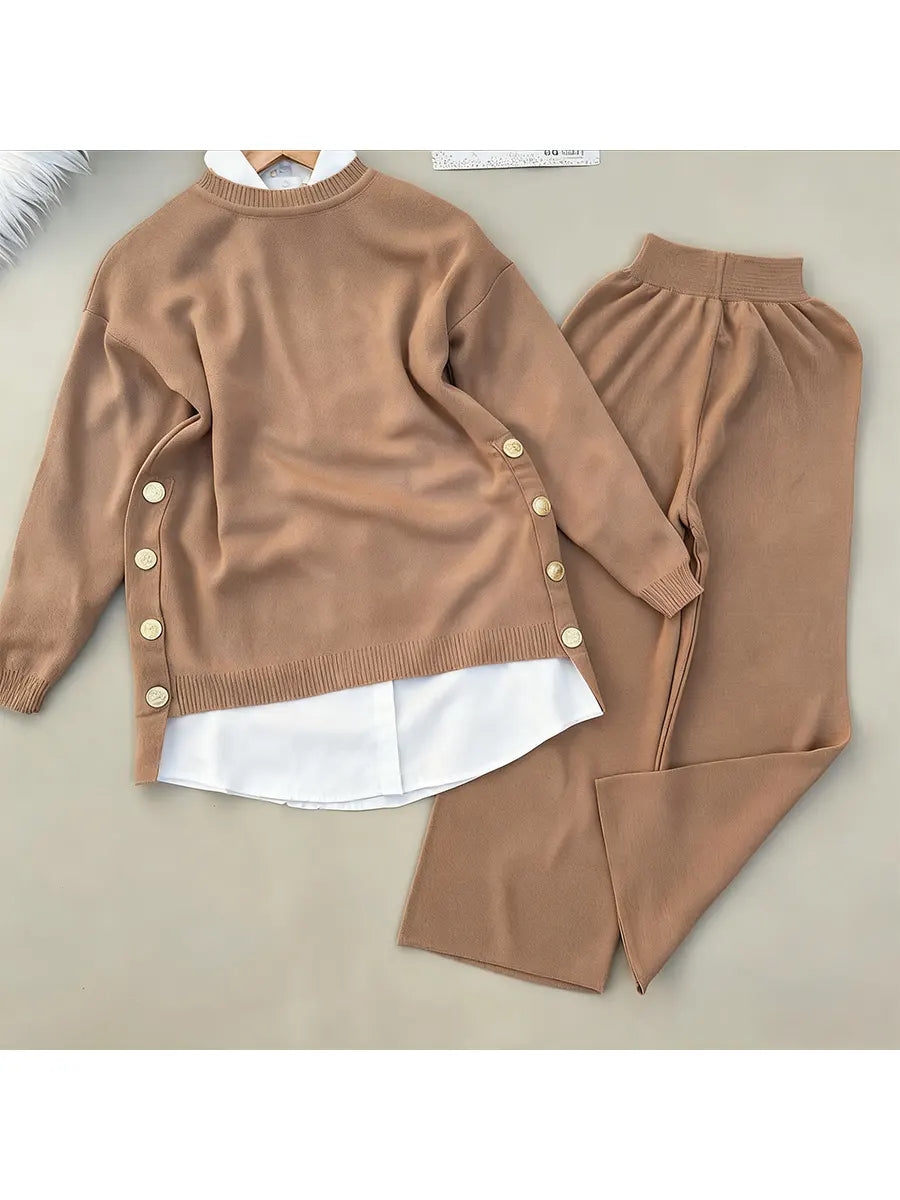 Women's Comfortable Pullover Sweater And Pants Two-piece Set