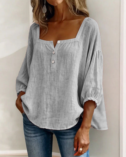 New Arrivals🌸Square Neck Half Button Blouse