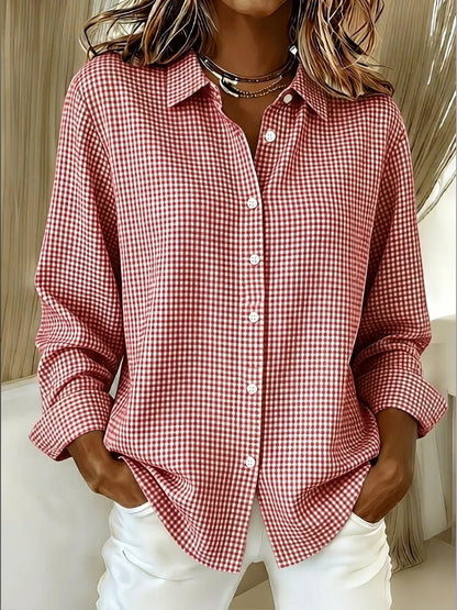 🔥CLEARANCE SALE🔥 Women's Casual Gingham Long Sleeve Button Down Shirt