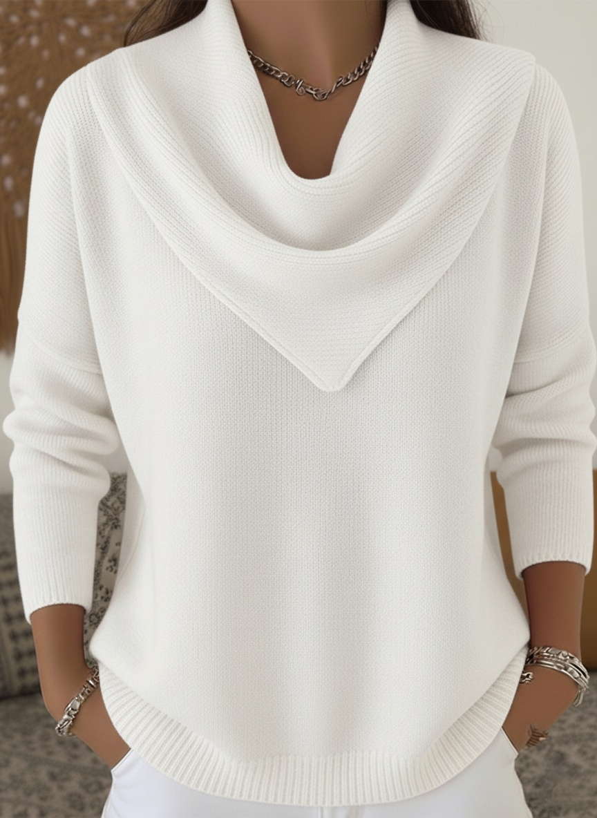 🎄 CLEARANCE SALE🔥 Elegant Retro Soft Triangle Neck Solid Color Sweater Top