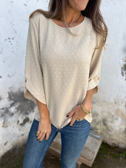 🎄Christmas Sale🔥 Round Neck Embroidered Large Cuffs Casual Shirt
