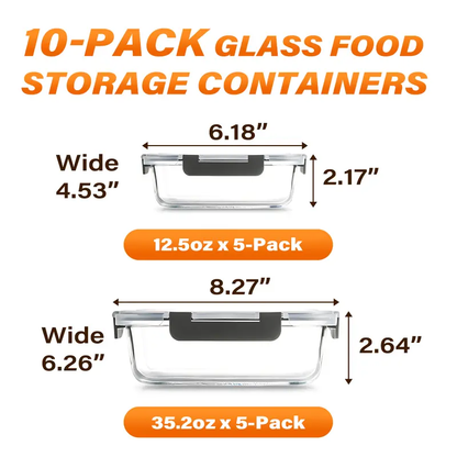 20-Container Airtight Glass Food Storage System – 40-Piece Smart Meal Prep Set