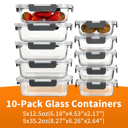20-Container Airtight Glass Food Storage System – 40-Piece Smart Meal Prep Set