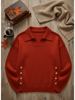 🎄 New Arrivals🔥Women's Comfortable Metal Buckle Pullover Knit Sweater