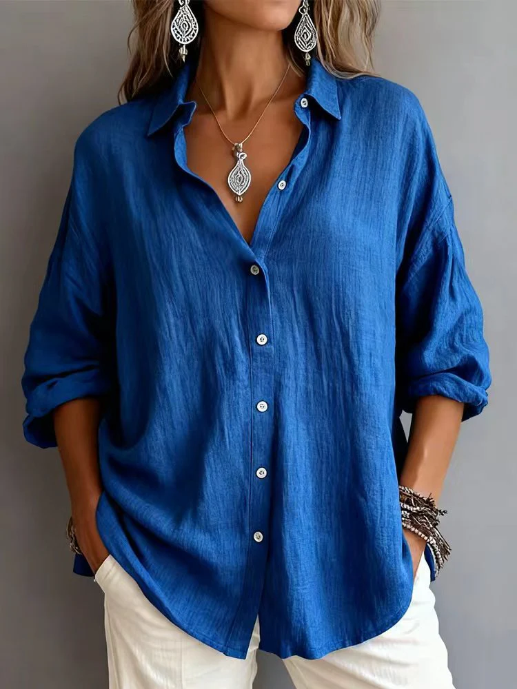 Women's Casual Cotton And Linen Polo Shirt