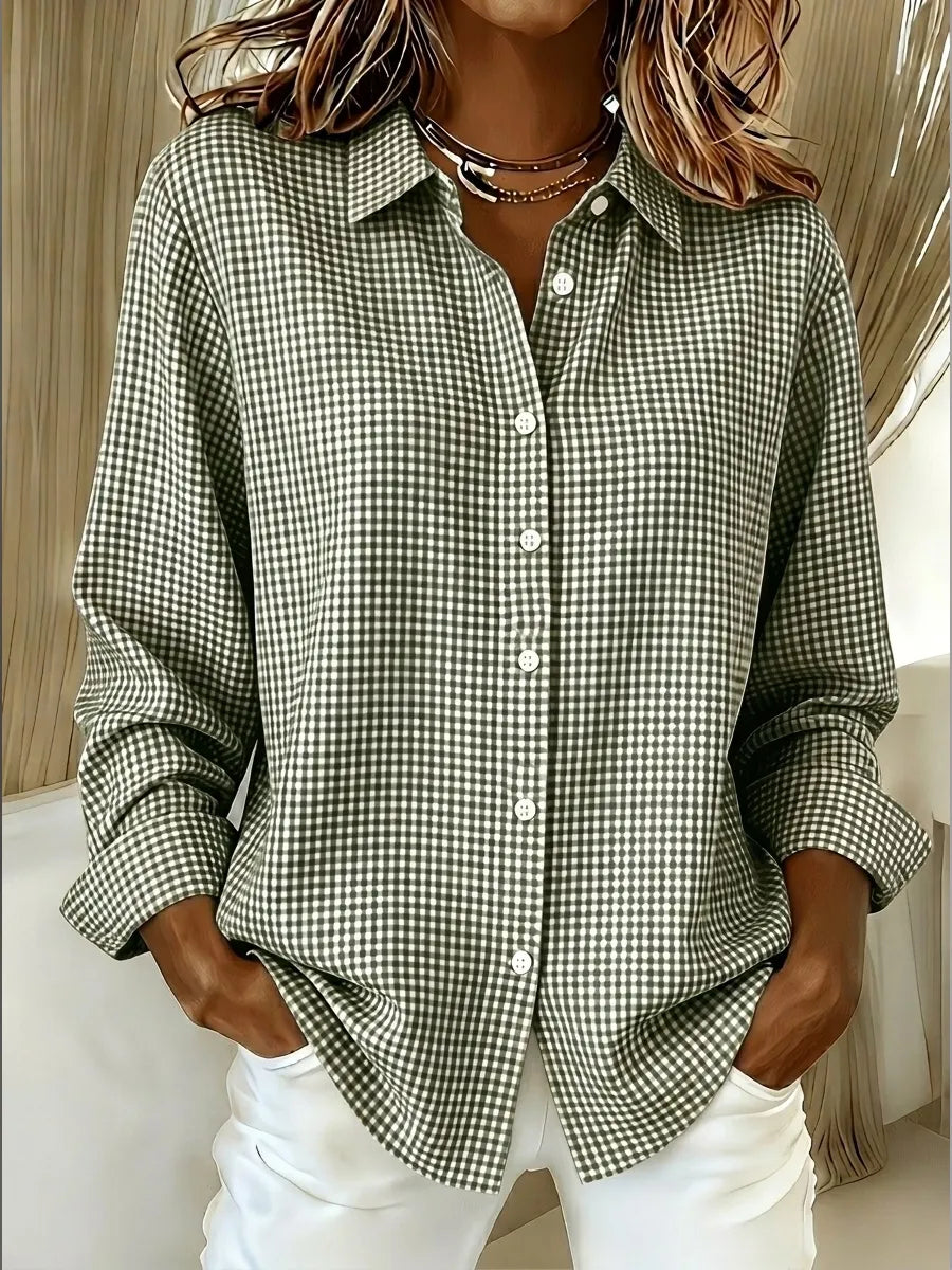 🔥CLEARANCE SALE🔥 Women's Casual Gingham Long Sleeve Button Down Shirt