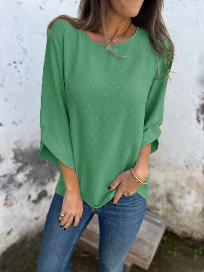 🎄Christmas Sale🔥 Round Neck Embroidered Large Cuffs Casual Shirt