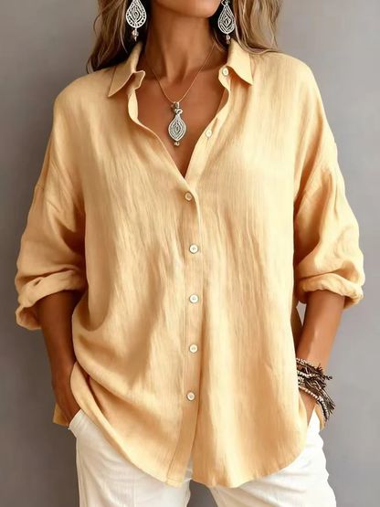 Women's Casual Cotton And Linen Polo Shirt