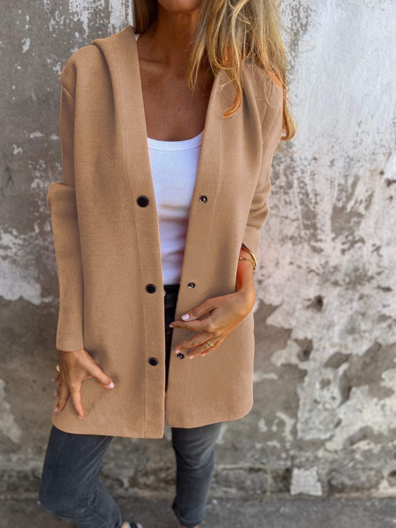 🎄Christmas Sale🔥 Casual Single Breasted Hooded Jacket