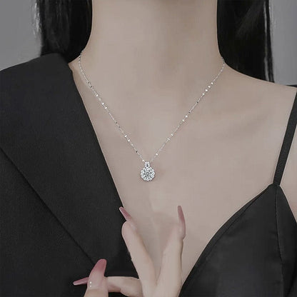 🔥🔥Titanium Steel Silver zircon Sunflower Pendant Necklace