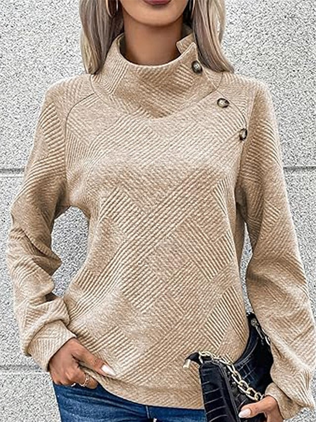 🎄Christmas Sale🔥Women's High Neck Special Button Designer Sweatshirt