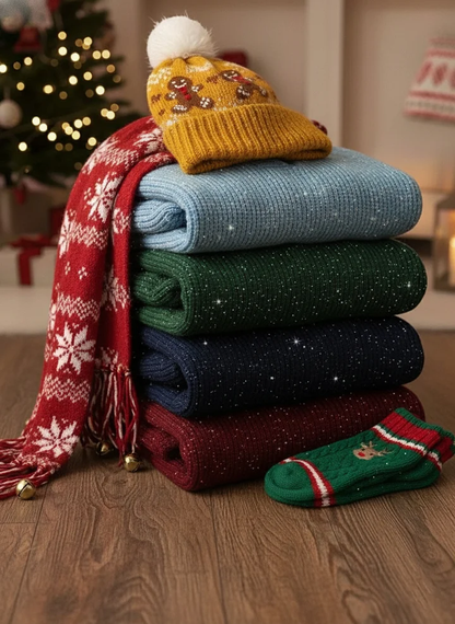 🎄 New Arrivals🔥Christmas Party Polo Collar Shiny Loose Sweater Top