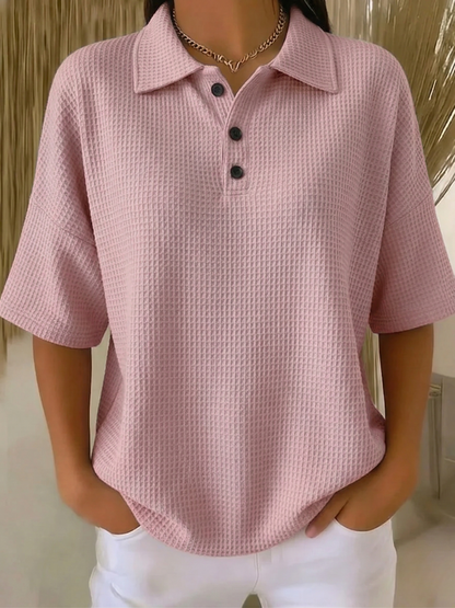 New Arrivals🔥Women's Casual Cozy Polo Collar Waffle Shirt