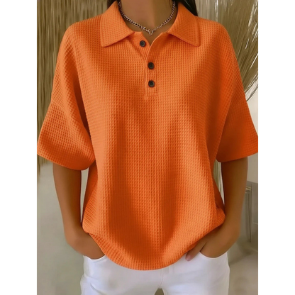 New Arrivals🔥Women's Casual Cozy Polo Collar Waffle Shirt