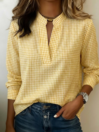 Today 49% Off🔥Women’s Classic Gingham Split V-Neck Blouse
