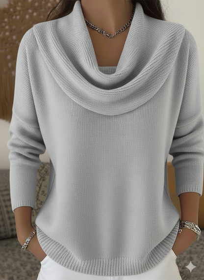 Women's Soft and Elegant Solid Color Ruffled Collar Sweater Top