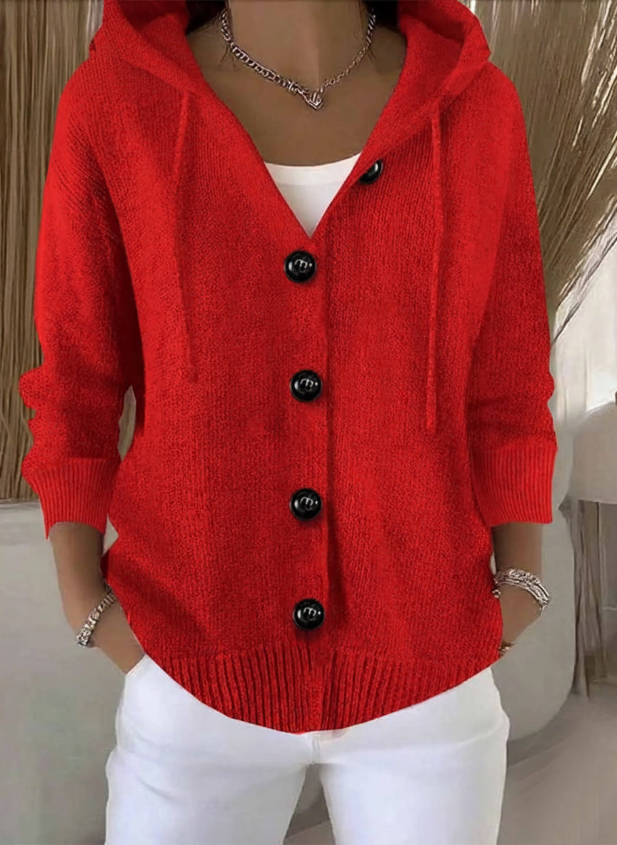 🎄 New Arrivals🔥Women's Casual Hooded Long Sleeve Button Cardigan Sweater