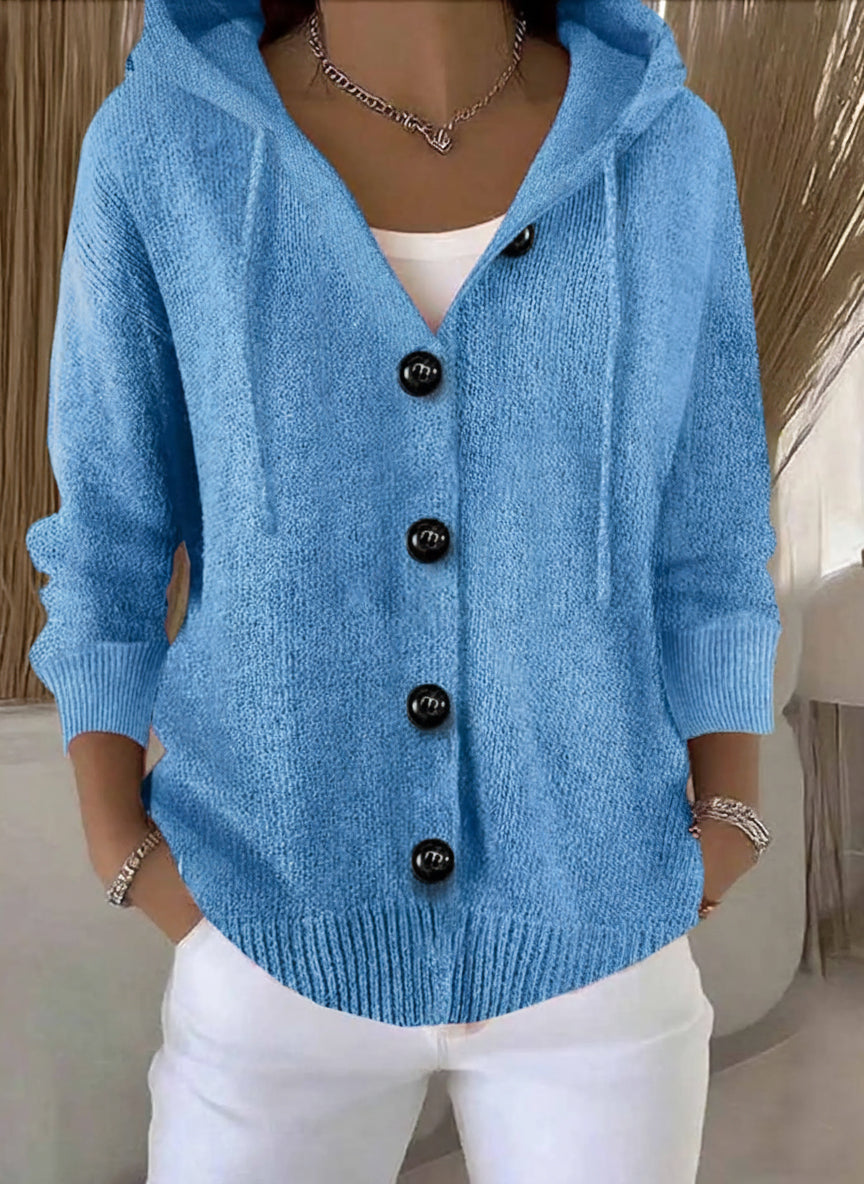🎄 New Arrivals🔥Women's Casual Hooded Long Sleeve Button Cardigan Sweater