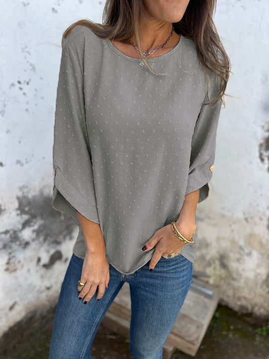 🎄Christmas Sale🔥 Round Neck Embroidered Large Cuffs Casual Shirt