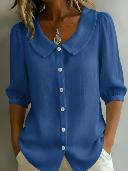 New Arrivals🔥 Women's Retro Peter Pan Collar Cotton Linen Shirt