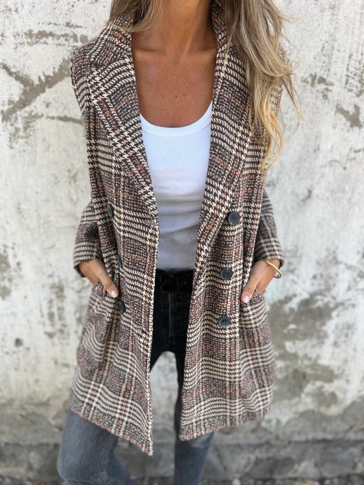 🎄Christmas Sale🔥 Plaid Lapel Blazer Coat