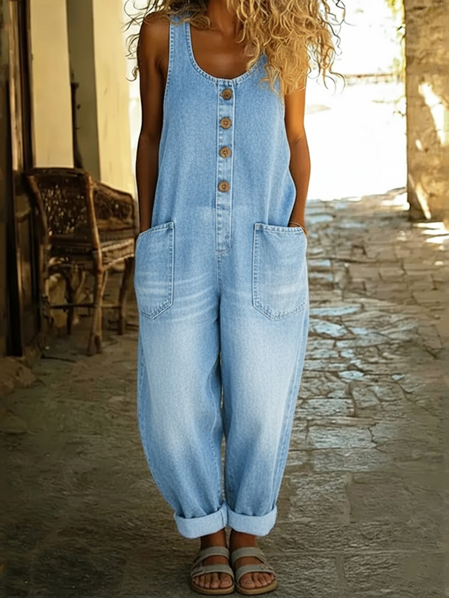 CLEARANCE SALE🔥 Women's Casual Cotton Vest and Denim Jumpsuit