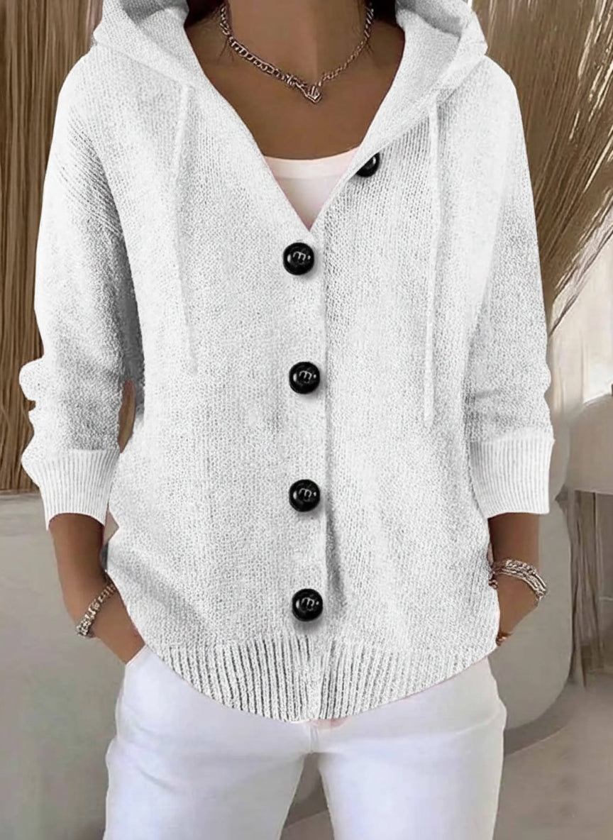 🎄 New Arrivals🔥Women's Casual Hooded Long Sleeve Button Cardigan Sweater