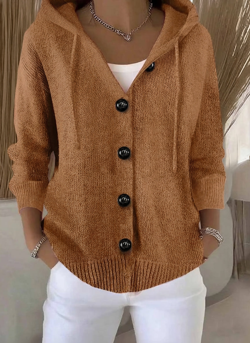 🎄 New Arrivals🔥Women's Casual Hooded Long Sleeve Button Cardigan Sweater