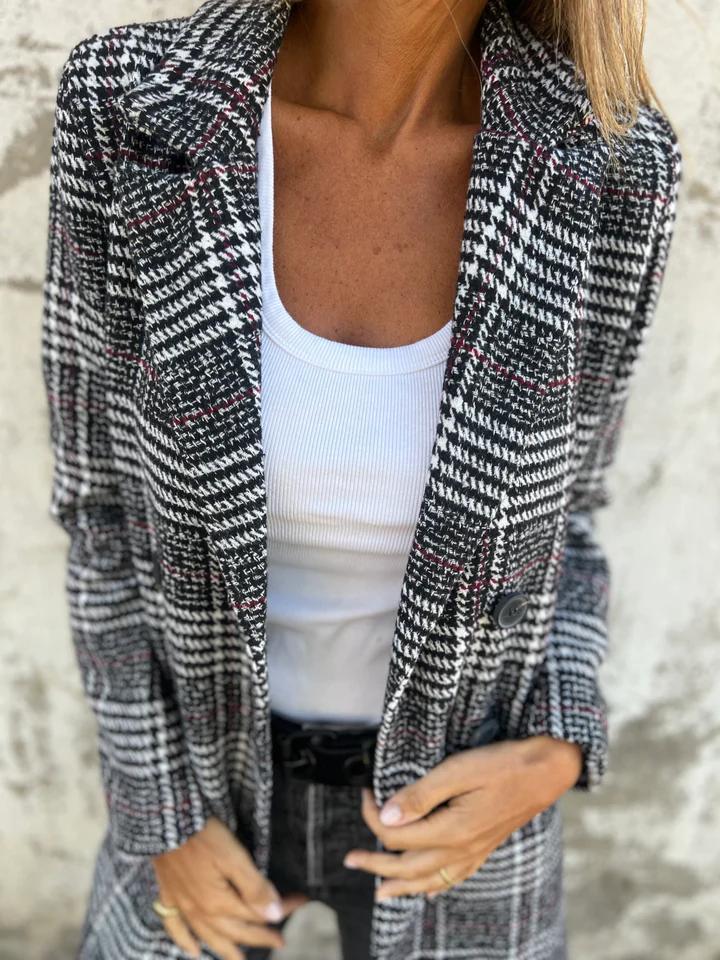 🎄Christmas Sale🔥 Plaid Lapel Blazer Coat