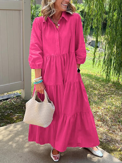 🎄Christmas Sale🔥 Loose Cotton Linen Lapel Dress- Tax Free