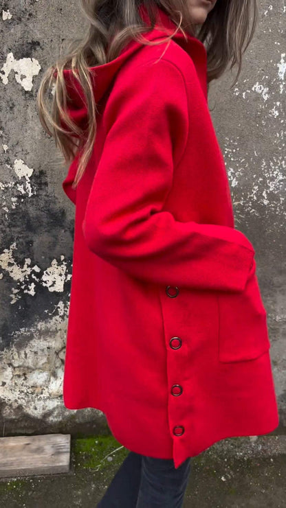 🎄Christmas Sale🔥Women's Hooded Long-sleeved Side Button Design Casual Jacket