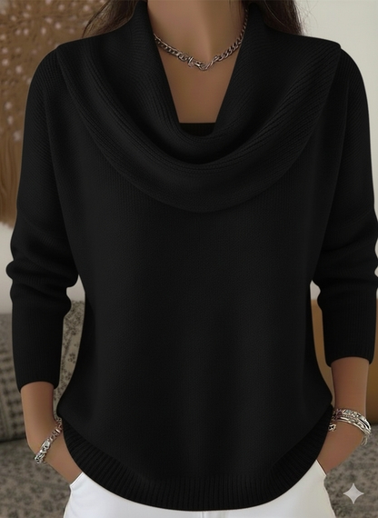 Women's Soft and Elegant Solid Color Ruffled Collar Sweater Top