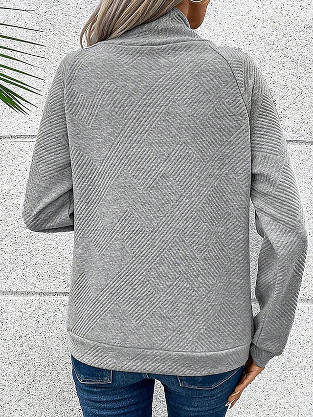🎄Christmas Sale🔥Women's High Neck Special Button Designer Sweatshirt