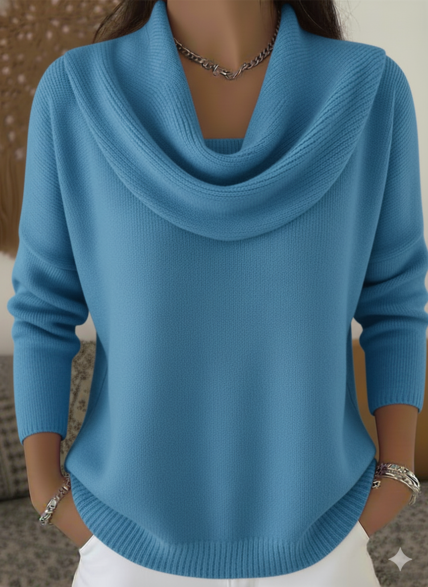 Women's Soft and Elegant Solid Color Ruffled Collar Sweater Top