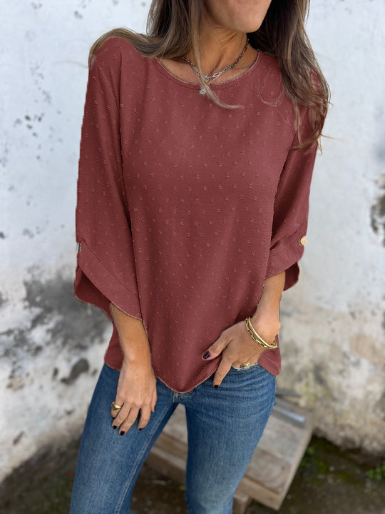 🎄Christmas Sale🔥 Round Neck Embroidered Large Cuffs Casual Shirt