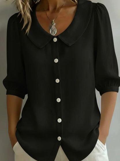 New Arrivals🔥 Women's Retro Peter Pan Collar Cotton Linen Shirt